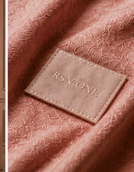 Rose silk fabric, close — the way it leaves the house.